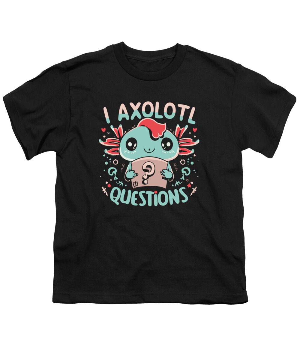 Christmas 2023 Youth T-Shirt featuring the digital art I Axolotl Questions Retro Funny Gift by Flippin Sweet Gear