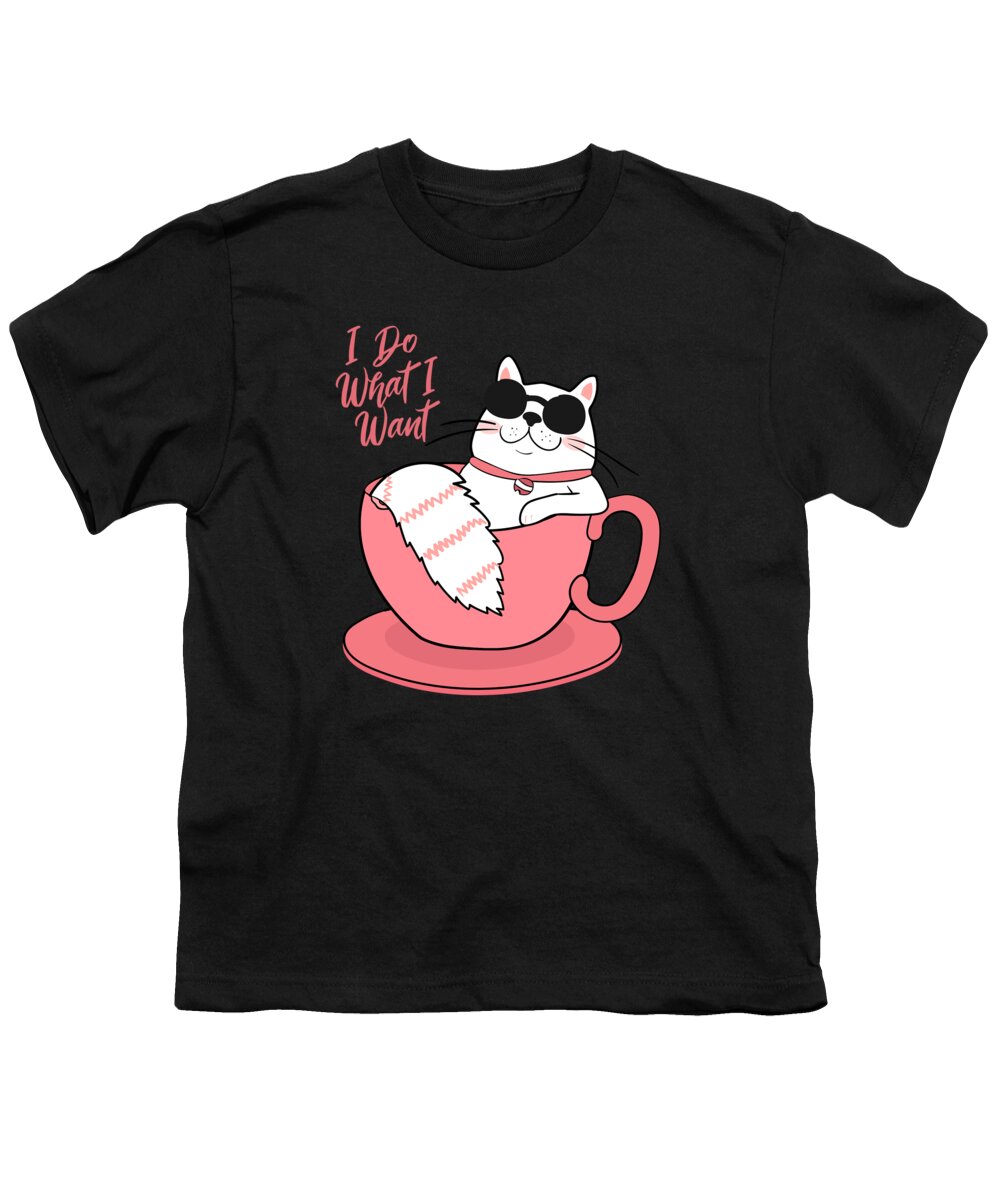 Sarcastic Youth T-Shirt featuring the digital art I Do What I Want Funny Cat by Flippin Sweet Gear