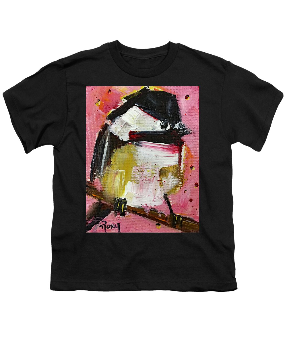 Chickadee Youth T-Shirt featuring the painting I heard a Chickadee by Roxy Rich