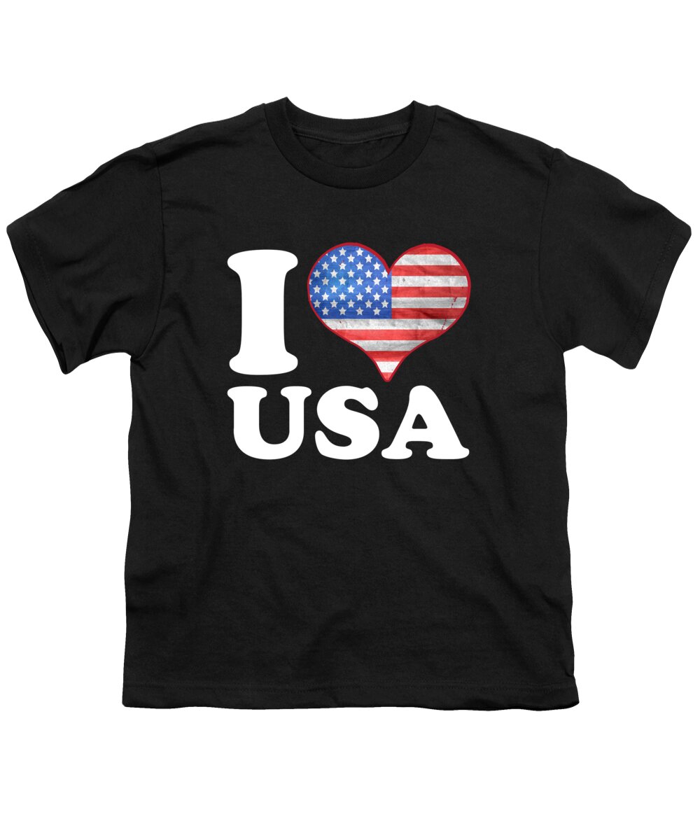 Funny Youth T-Shirt featuring the digital art I Love the USA Patriotic by Flippin Sweet Gear