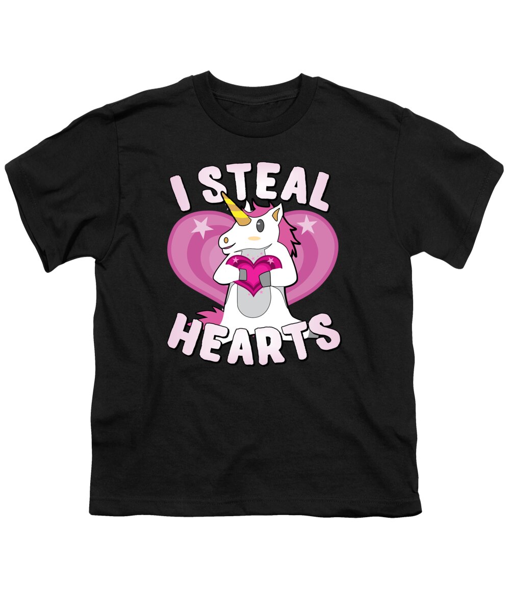 Cool Youth T-Shirt featuring the digital art I Steal Hearts Unicorn Valentines Day by Flippin Sweet Gear