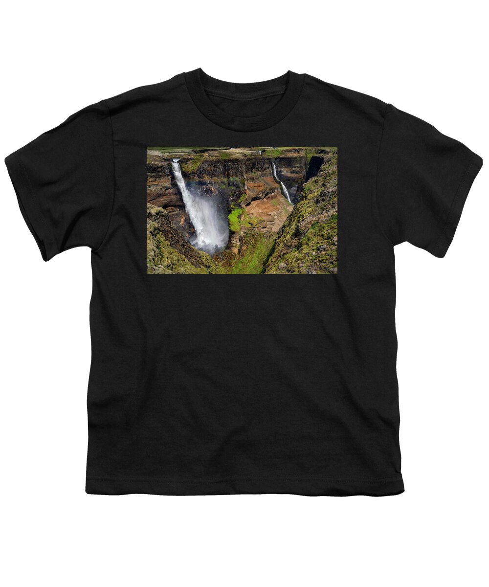 Iceland Youth T-Shirt featuring the photograph Iceland - Haifoss by Olivier Parent