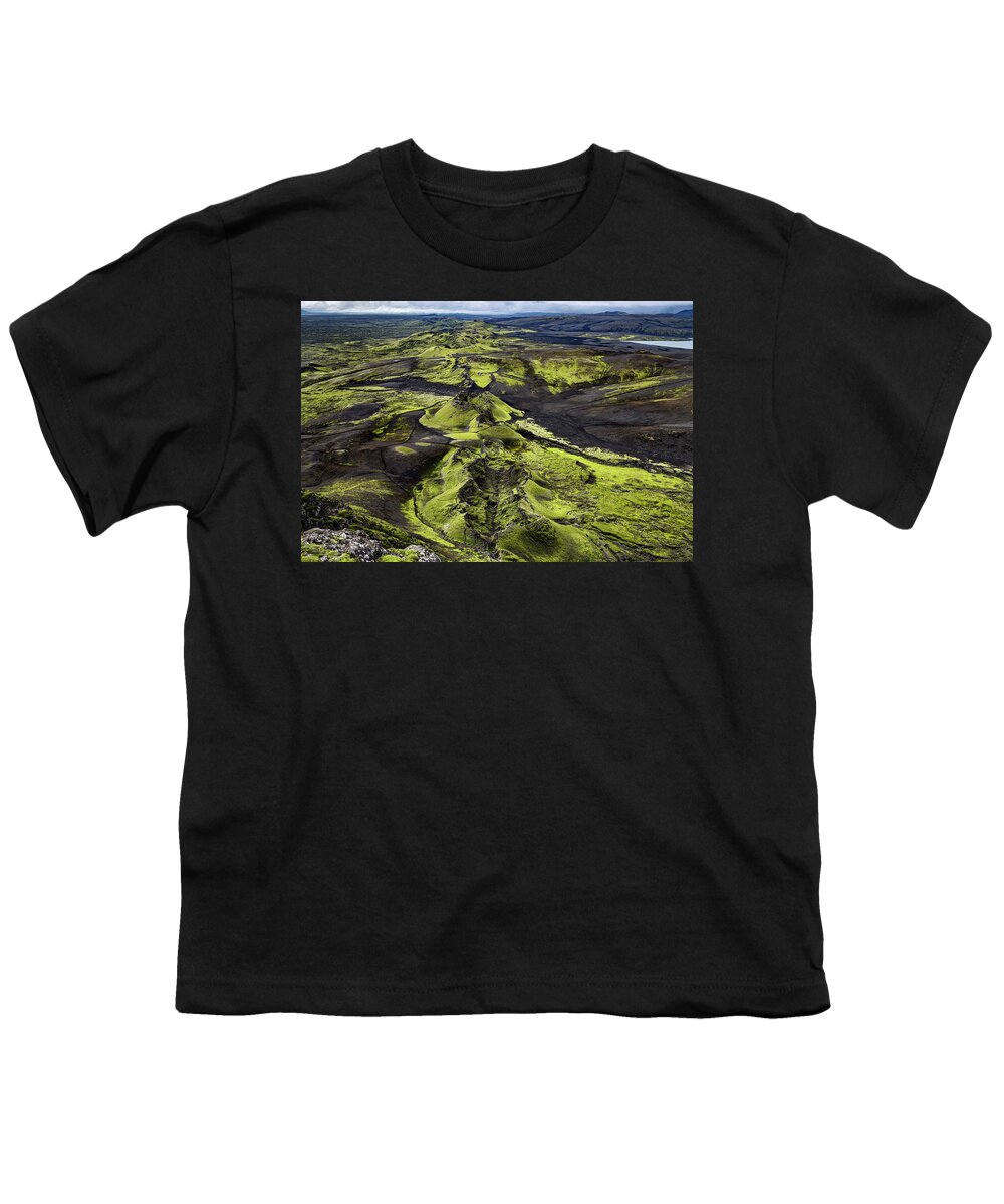 Lakagigar Youth T-Shirt featuring the photograph Iceland - Lakagigar the craters of Laki by Olivier Parent