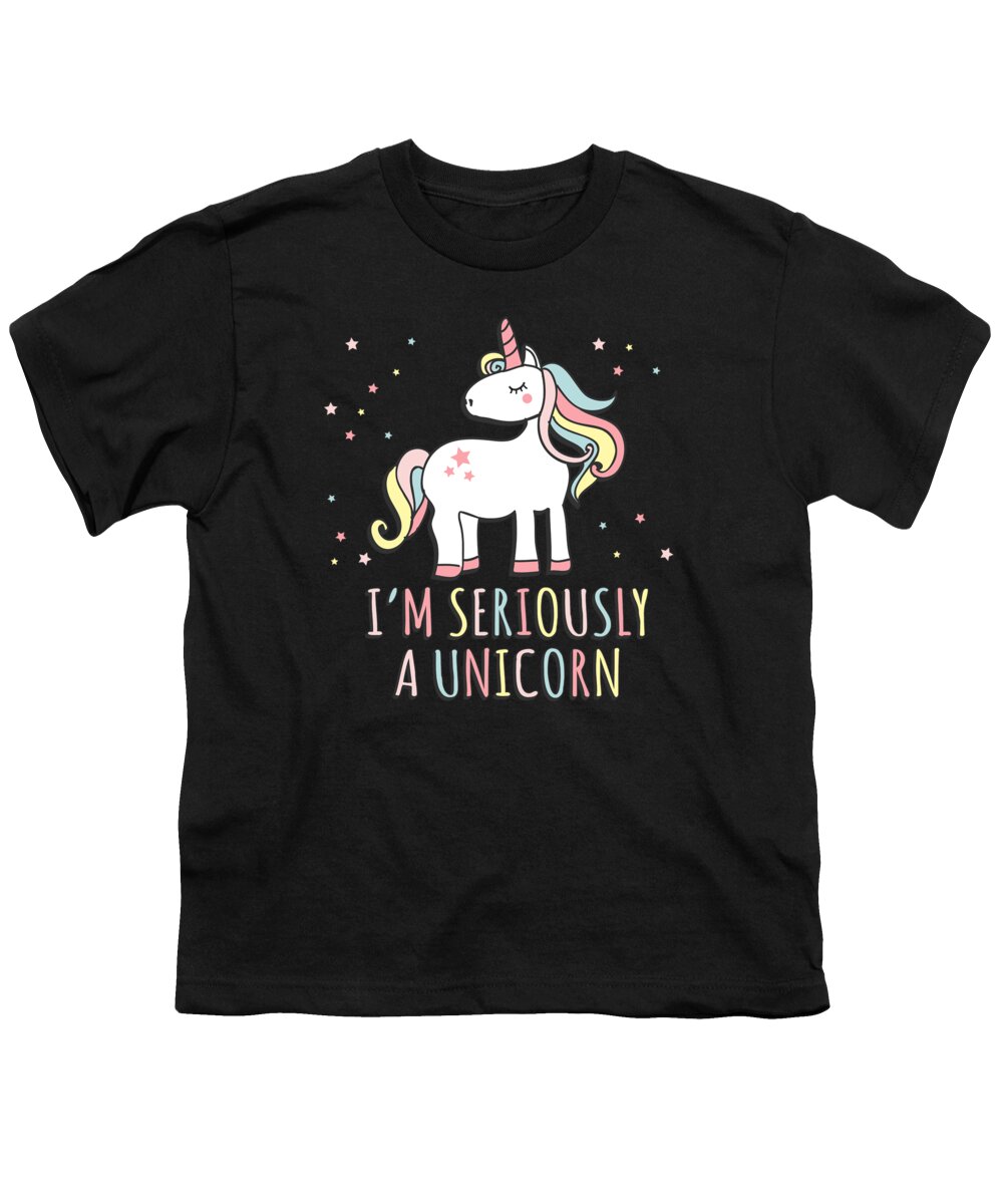 Rainbows Youth T-Shirt featuring the digital art Im Seriously a Unicorn by Flippin Sweet Gear