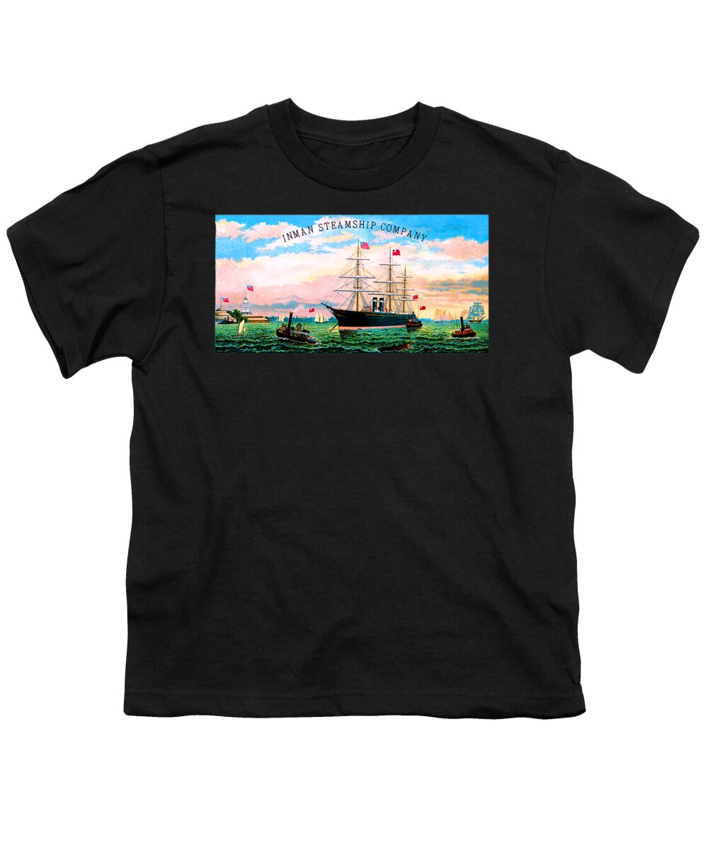 Inman Youth T-Shirt featuring the painting Inman Steamship Company Postcard by Unknown