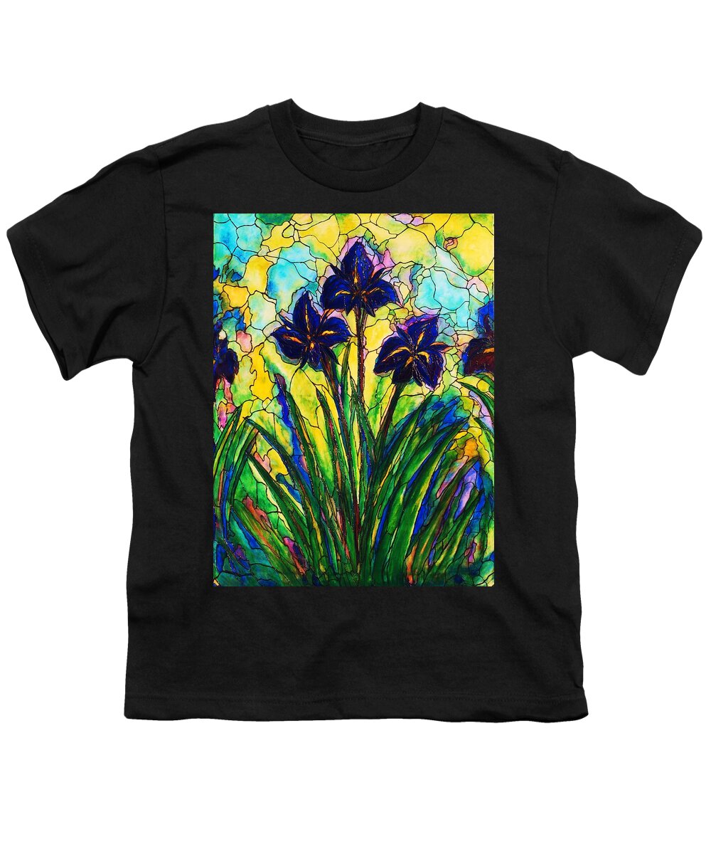 Original Art Youth T-Shirt featuring the painting Irises by Rae Chichilnitsky