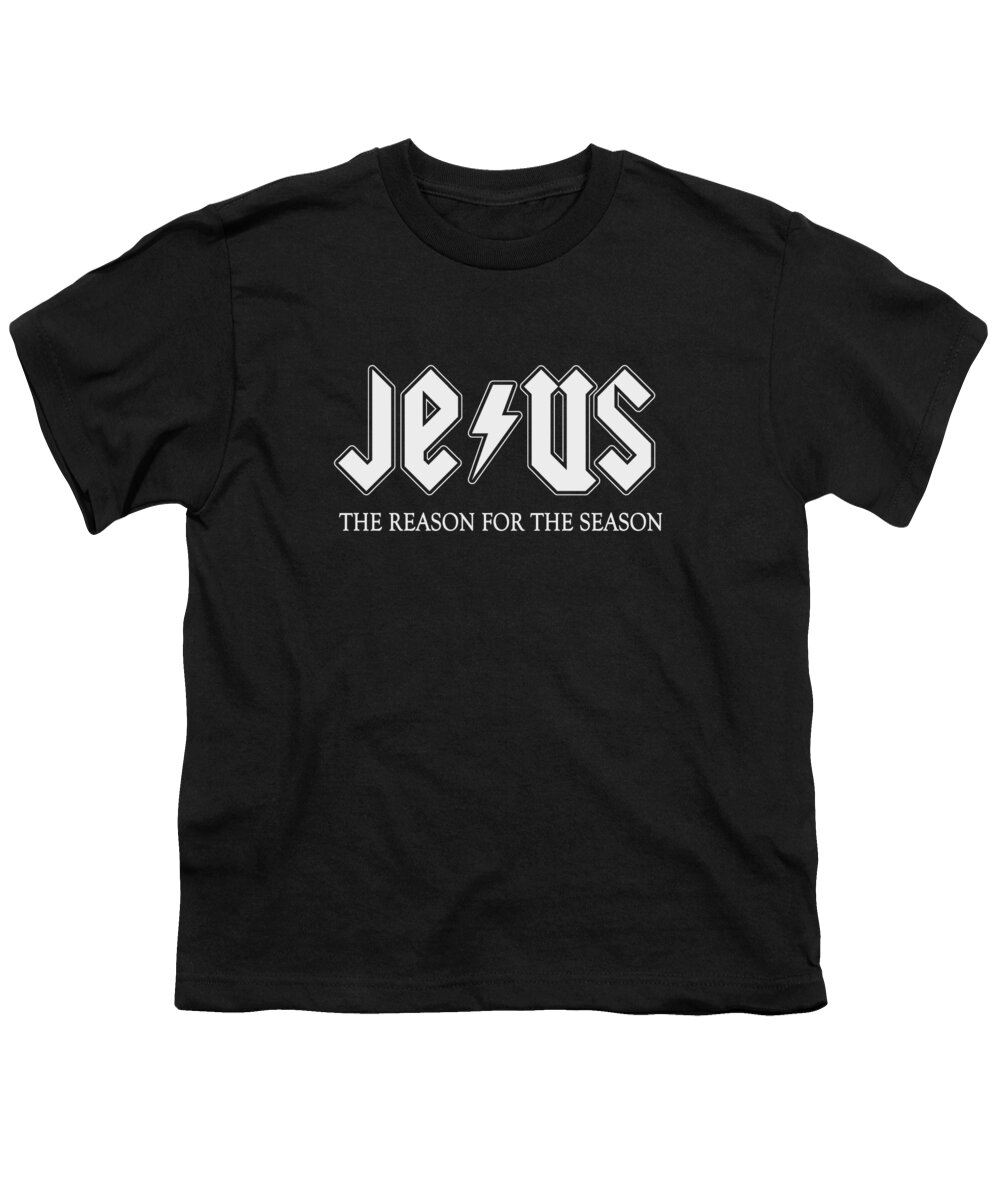Christmas 2023 Youth T-Shirt featuring the digital art Jesus is the Reason For Season by Flippin Sweet Gear