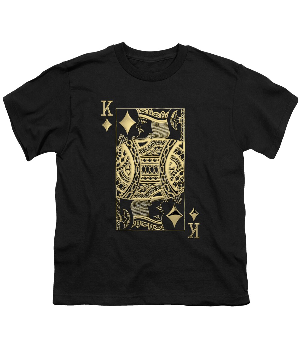 'gamble' Collection By Serge Averbukh Youth T-Shirt featuring the digital art King of Diamonds in Gold on Black by Serge Averbukh