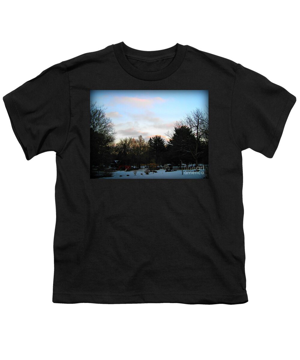 Landscape Photography Youth T-Shirt featuring the photograph Late Autumn Snowy Sunrise by Frank J Casella