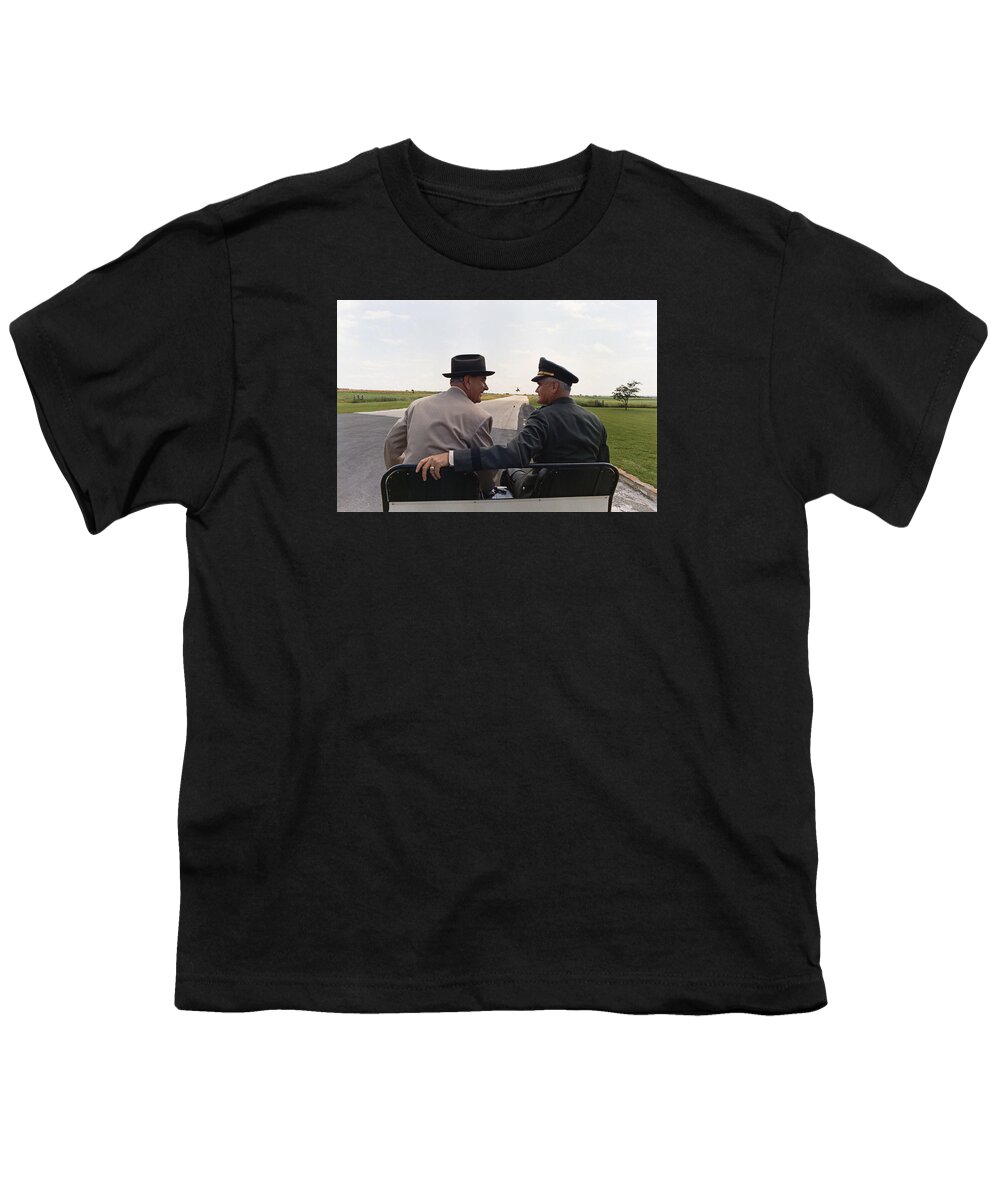 Lyndon Johnson Youth T-Shirt featuring the photograph LBJ and General Westmoreland - 1968 by War Is Hell Store