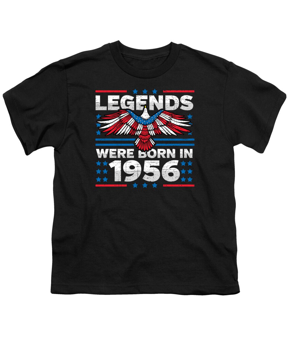 Retro Youth T-Shirt featuring the digital art Legends Were Born in 1956 Patriotic Birthday by Flippin Sweet Gear