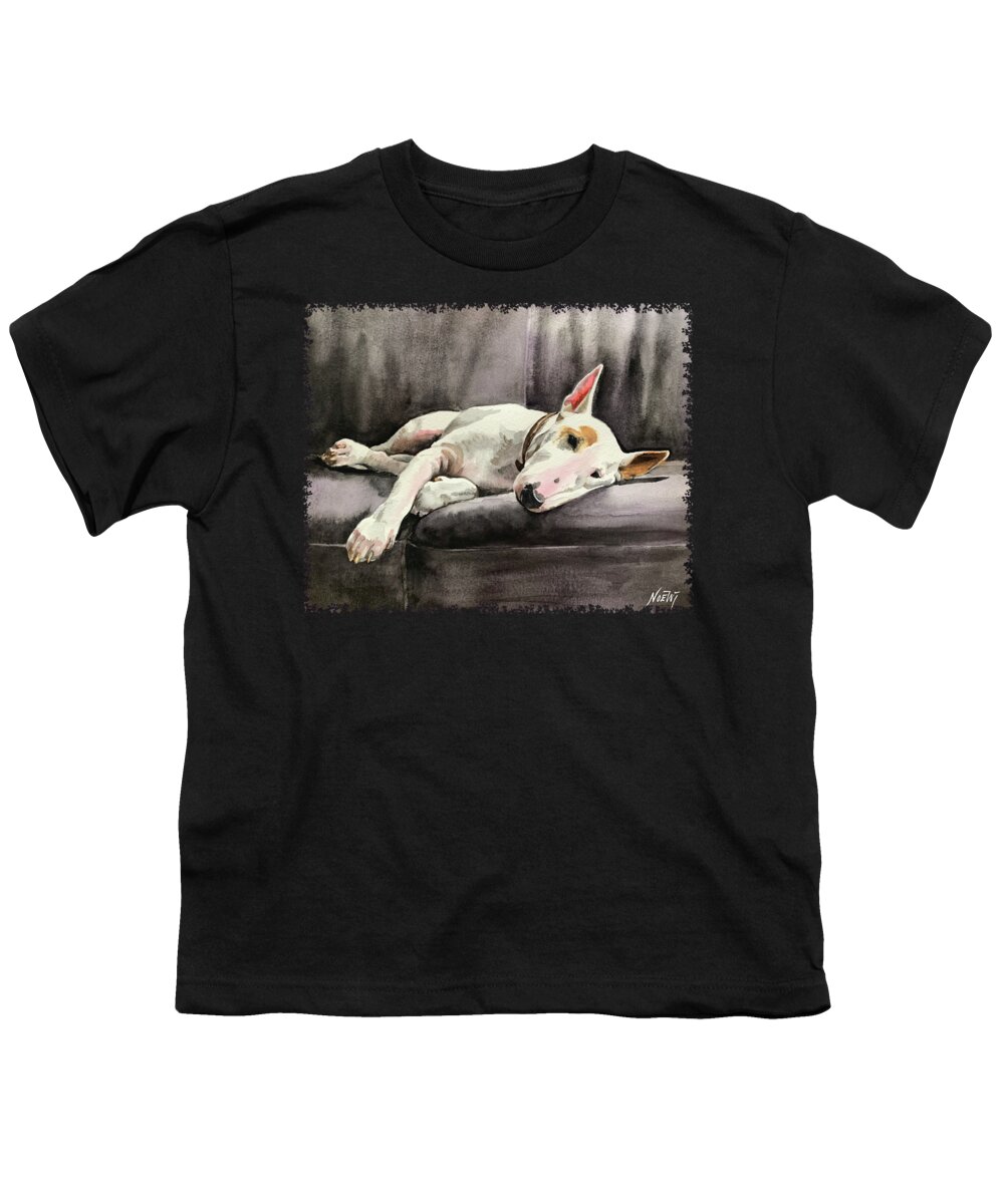 Bull Terrier Youth T-Shirt featuring the painting Lima Bean by Jindra Noewi