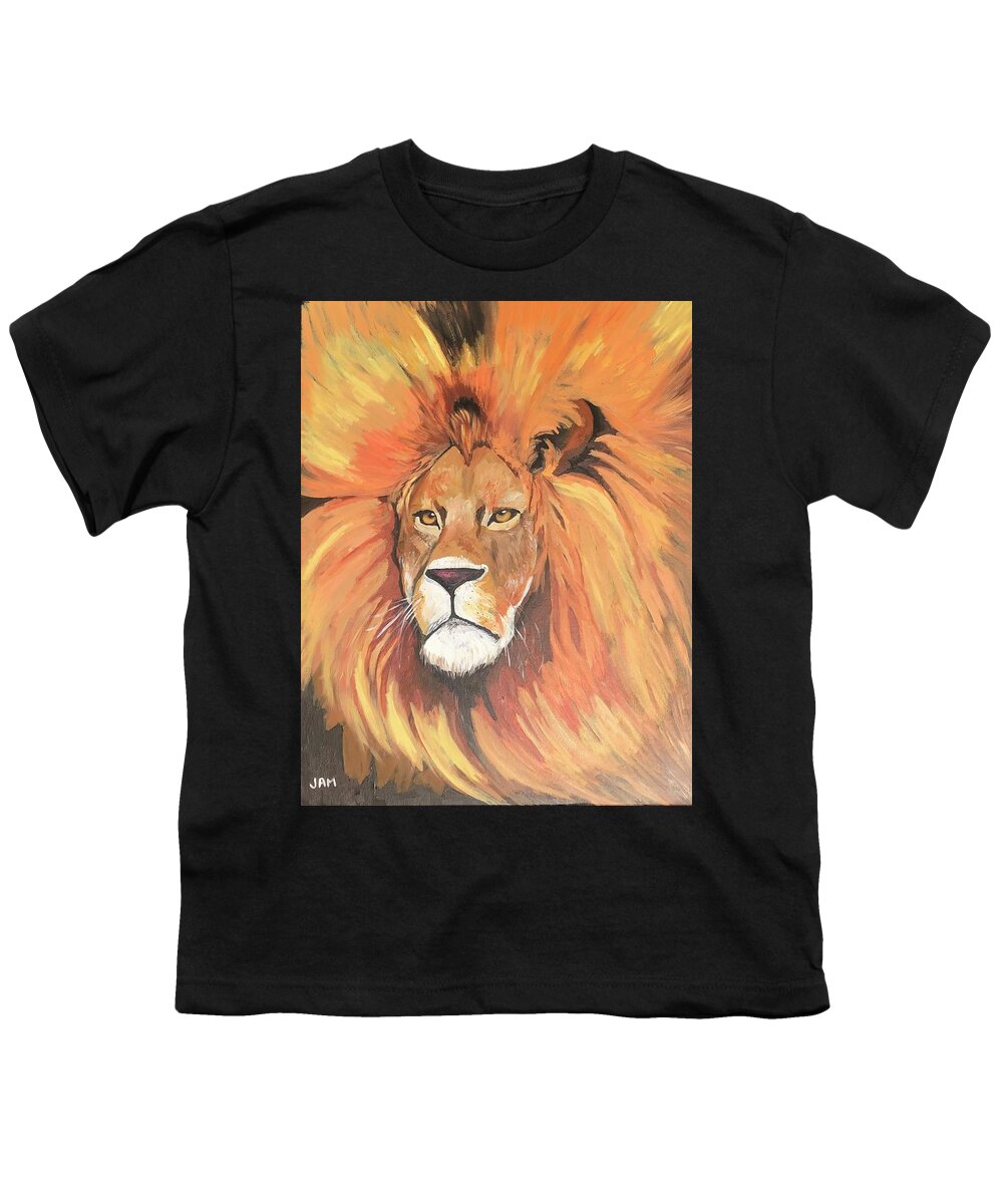  Youth T-Shirt featuring the painting Lion by Jam Art