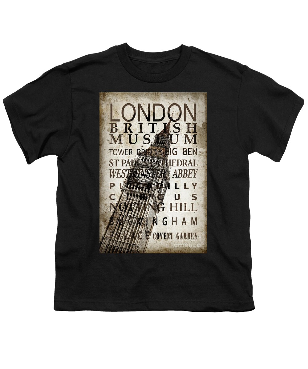 London Youth T-Shirt featuring the photograph London landmarks by Delphimages London Photography