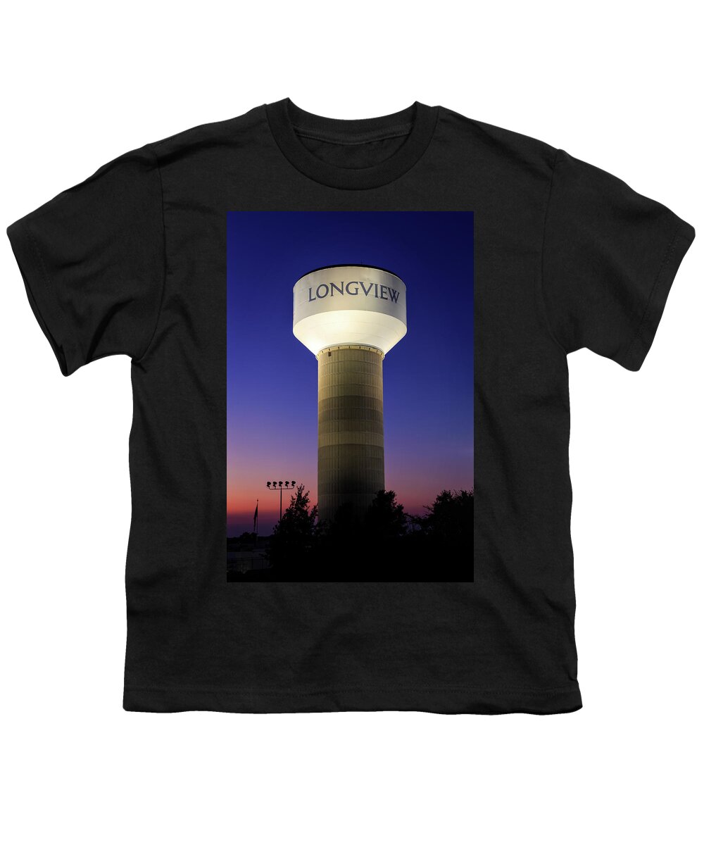Longview Youth T-Shirt featuring the photograph Longview Texas Blue Hour Water ank by James Eddy