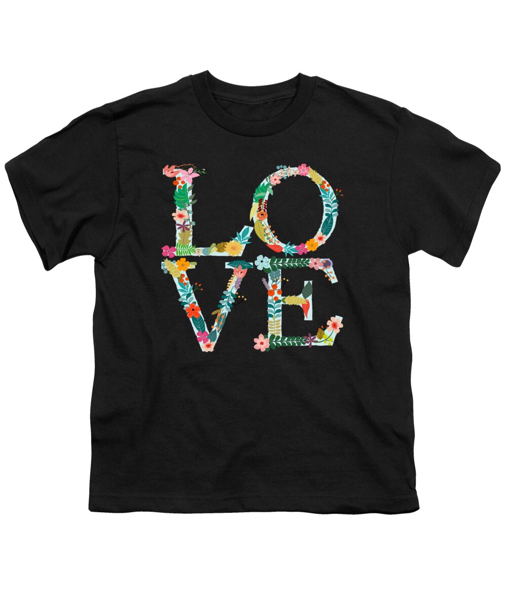 Floral Youth T-Shirt featuring the digital art L.o.v.e by Amanda Jane