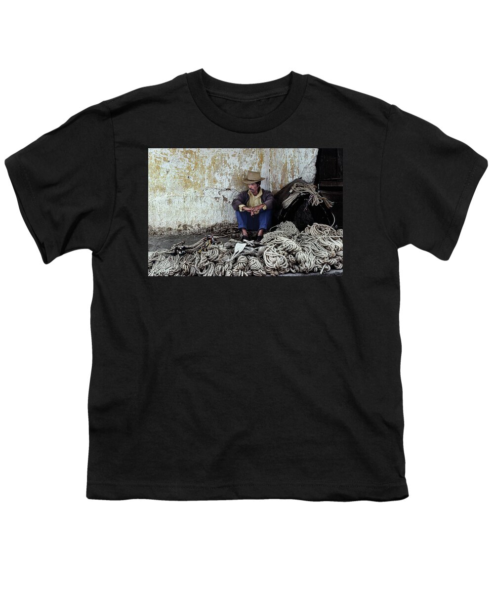 Guatemala Youth T-Shirt featuring the photograph Man With Rope by Harry Spitz