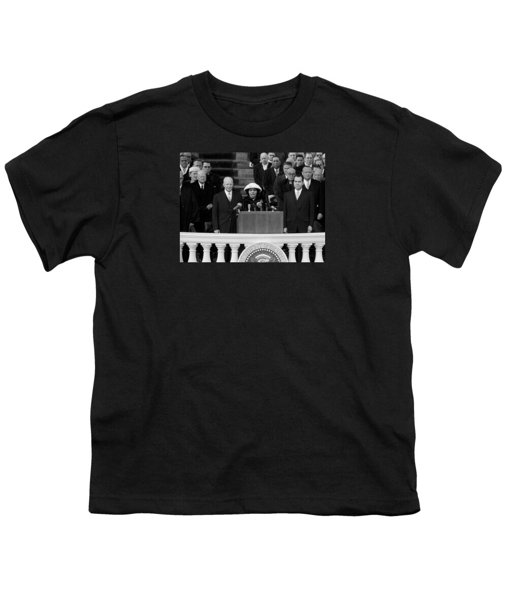 Dwight Eisenhower Youth T-Shirt featuring the photograph Marian Anderson Singing At Eisenhower Inauguration - 1957 by War Is Hell Store