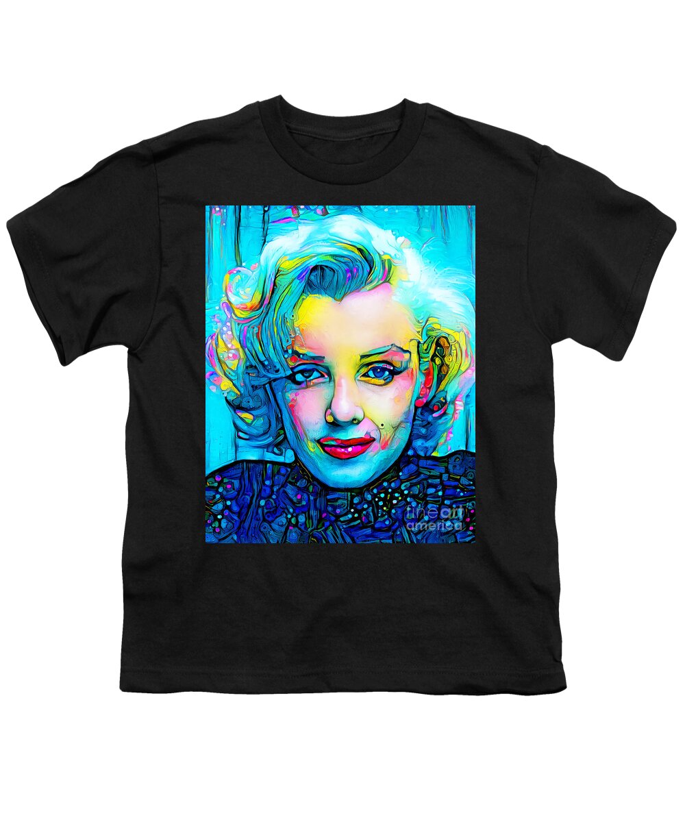 Wingsdomain Youth T-Shirt featuring the photograph Marilyn Monroe in Modern Contemporary 20210130 by Wingsdomain Art and Photography