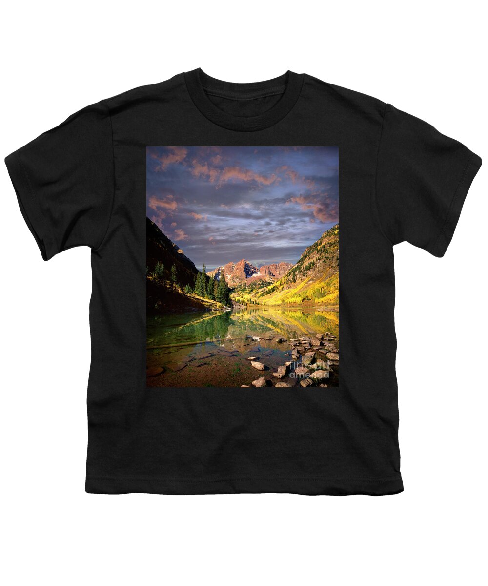 Usa Youth T-Shirt featuring the photograph Maroon Bells by Edmund Nagele FRPS