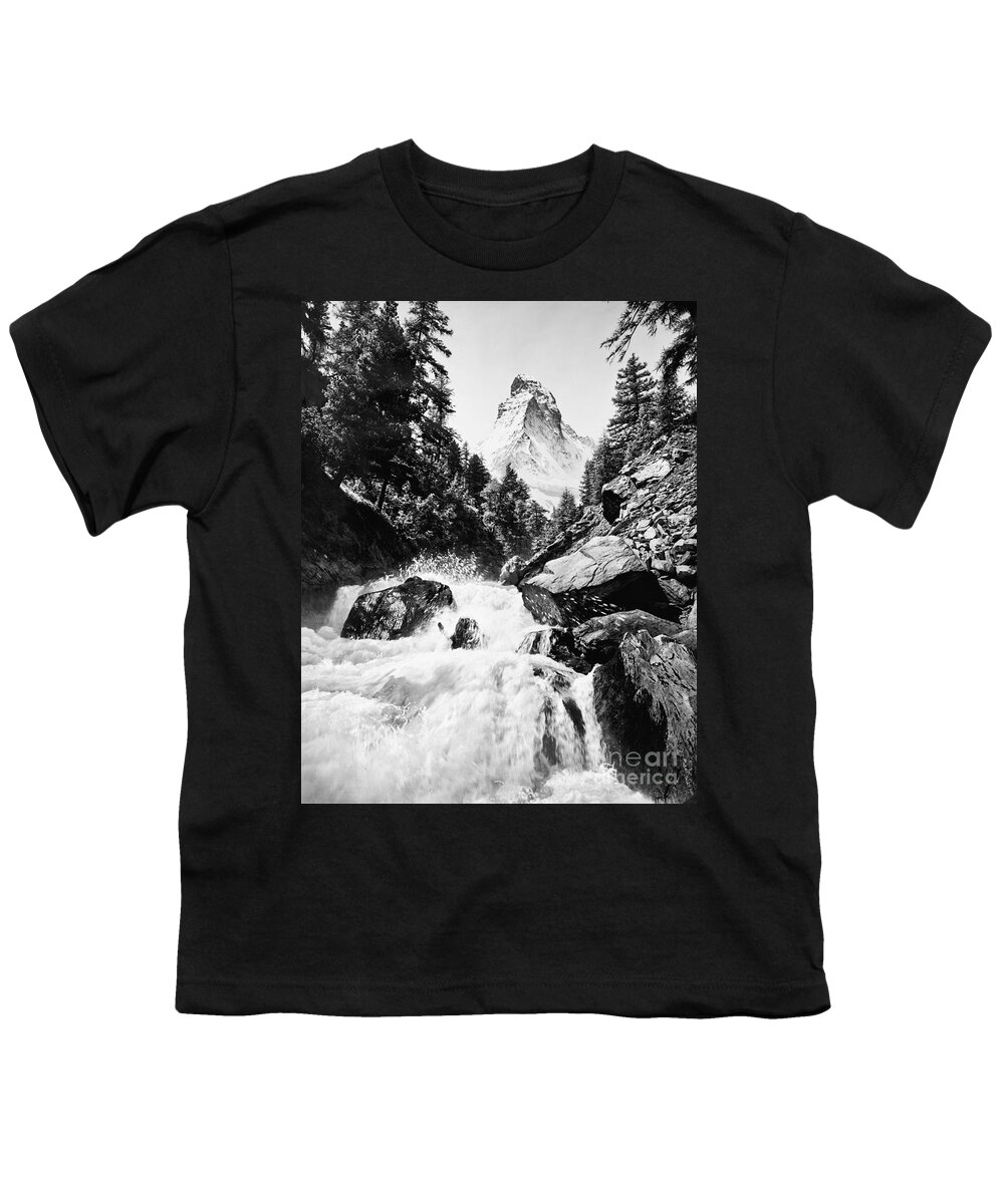 1905 Youth T-Shirt featuring the photograph Matterhorn, c1905 by Granger