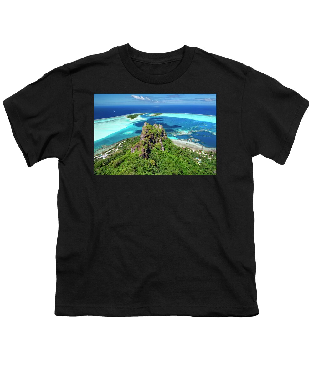 Maupiti Youth T-Shirt featuring the photograph Maupiti - view from Mount Teurafaatiu by Olivier Parent