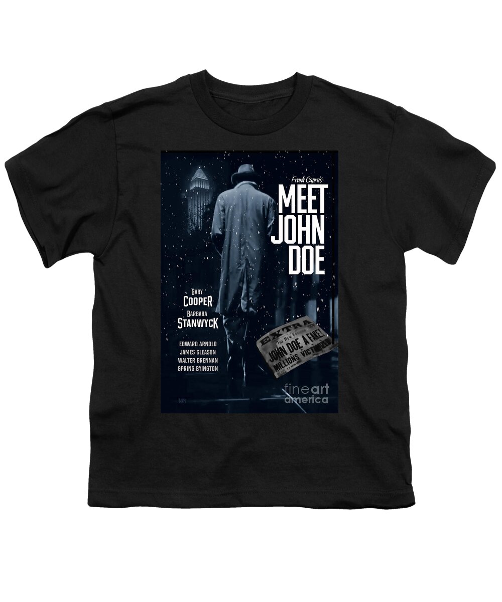 Meet John Doe Youth T-Shirt featuring the digital art Meet John Doe Movie Poster by Brian Watt