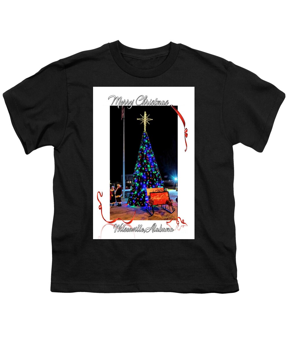 Merry Christmas Youth T-Shirt featuring the digital art Merry Christmas Wilsonville,Alabama v2 by Walter Herrit