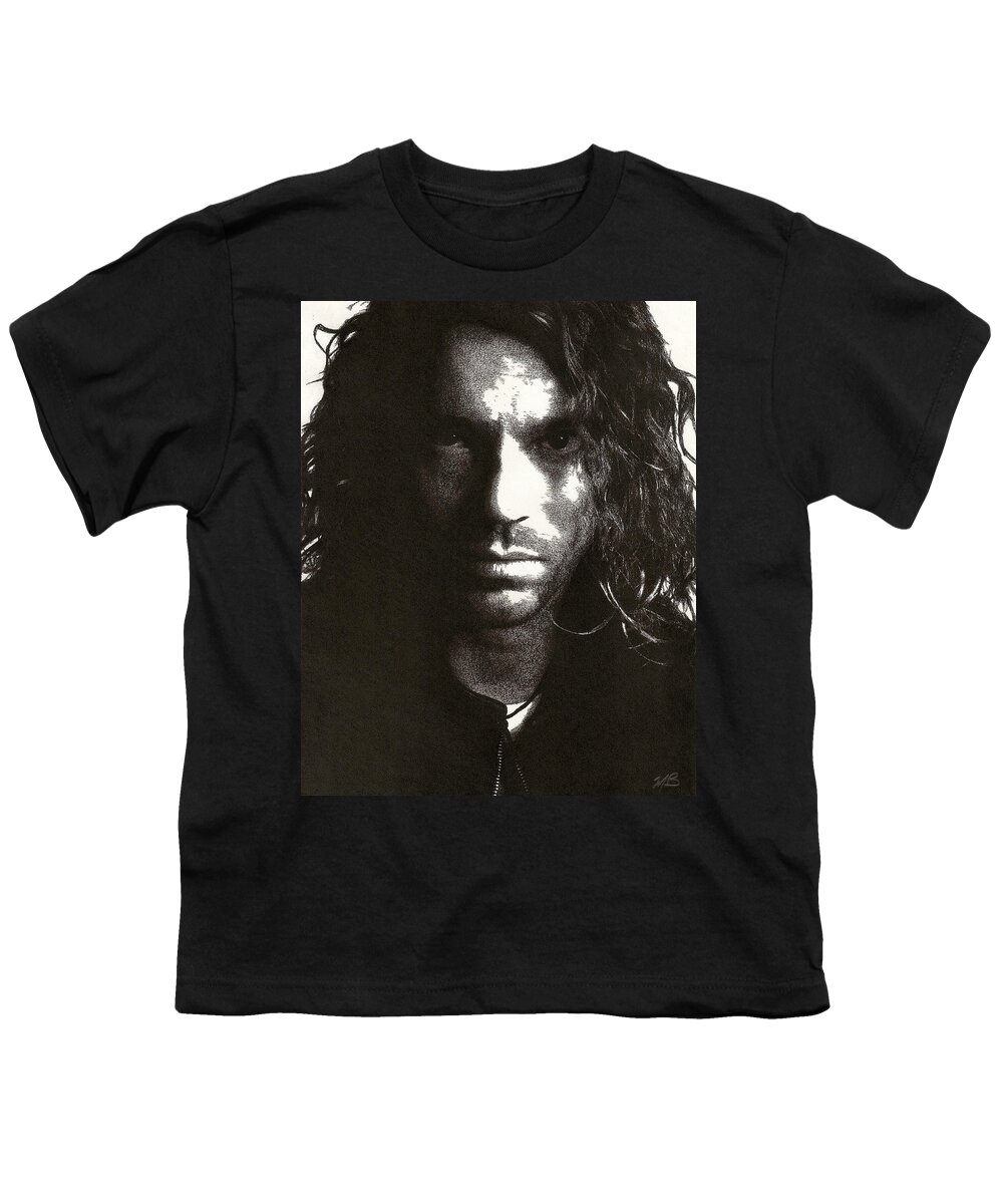Charcoal Youth T-Shirt featuring the drawing Michael Hutchence by Mark Baranowski