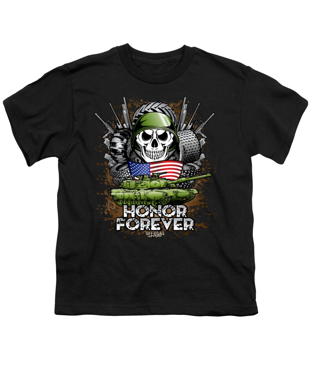 Liberty Youth T-Shirt featuring the digital art Military Honor Forever by Tinh Tran Le Thanh