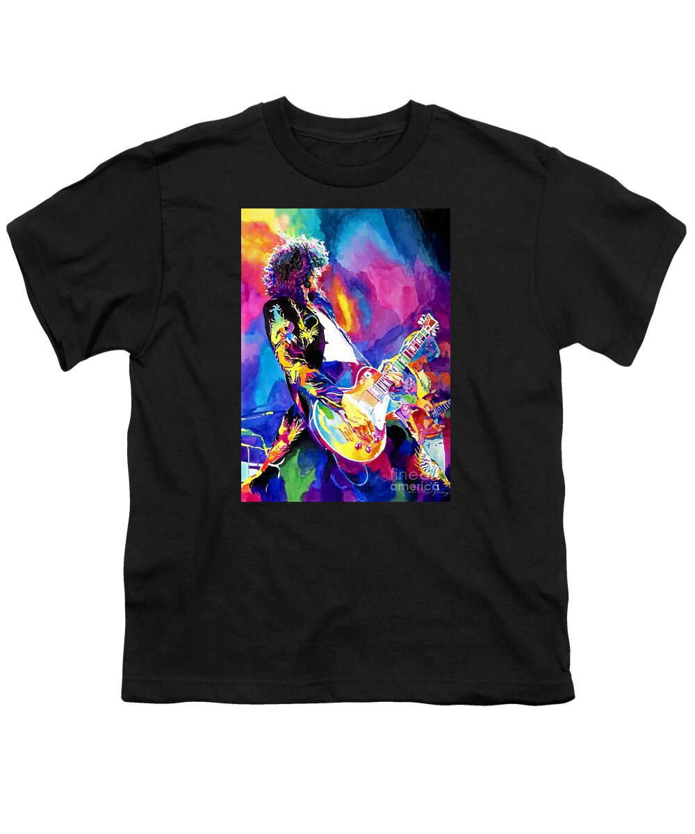 Jimmy Page Artwork Youth T-Shirt featuring the painting Monolithic Riff - Jimmy Page by David Lloyd Glover