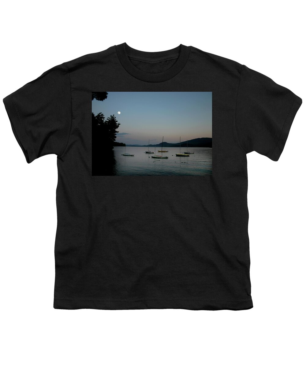 Moon Youth T-Shirt featuring the photograph Moonrise Over Newfound Lake Stock by Wayne King