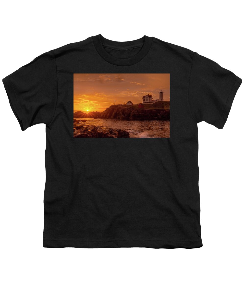 Lighthouse Youth T-Shirt featuring the photograph Morning in Maine - Nubble Lighthouse by Jack Peterson