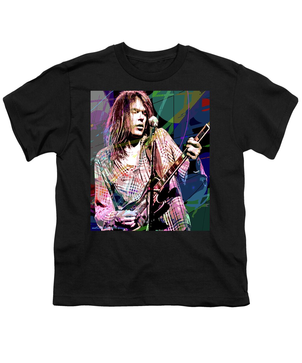 Neil Young Youth T-Shirt featuring the painting Neil Young Crazy Horse by David Lloyd Glover