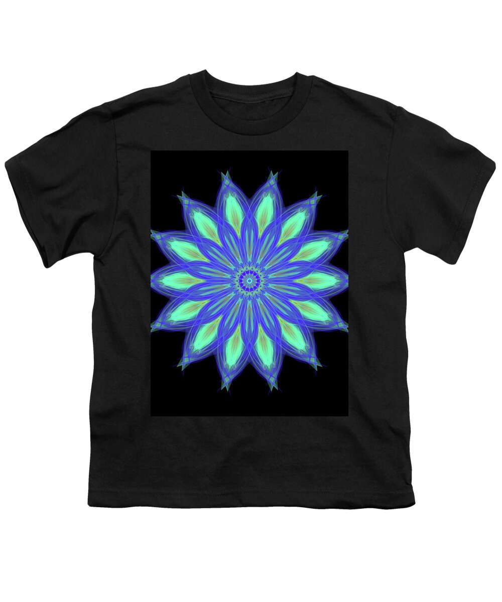 Neon Star Mandala Youth T-Shirt featuring the digital art Neon Star Mandala by Michael Canteen