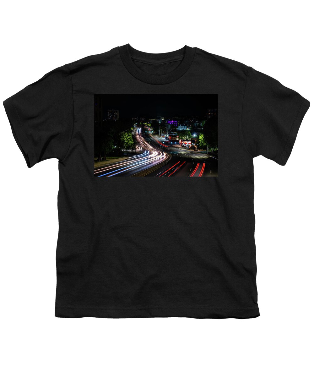 Getty Square Youth T-Shirt featuring the photograph Nepperhan at Night 1 by Kevin Suttlehan