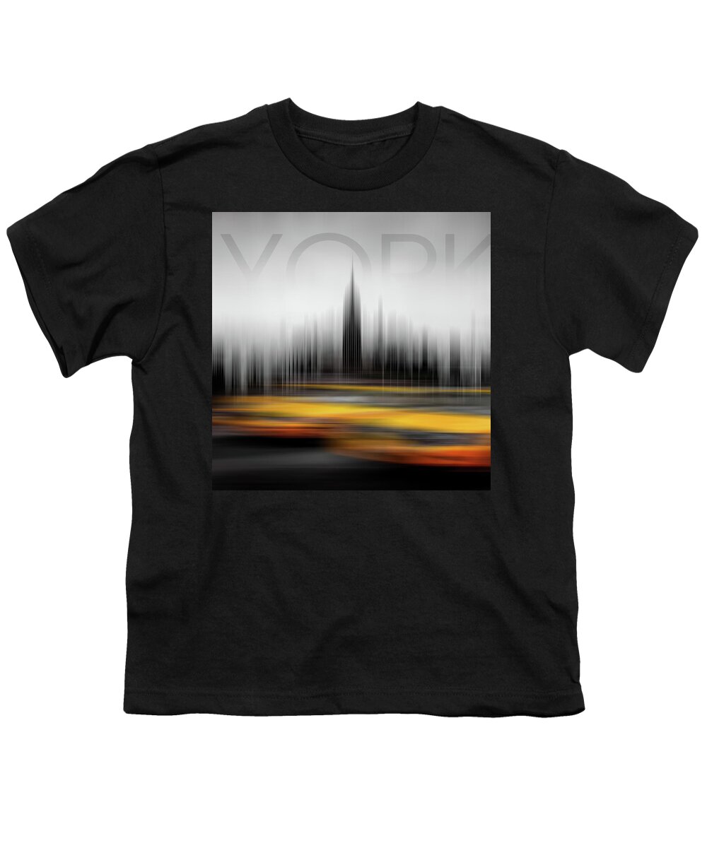 Abstract Photography Youth T-Shirt featuring the photograph New York City Cabs Abstract Triptych_2 by Az Jackson