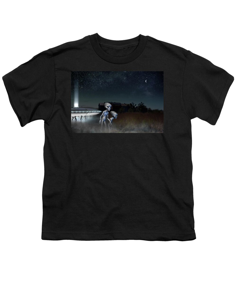  Youth T-Shirt featuring the digital art Night Visitors - Edit Challenge 60c by Brian Wallace