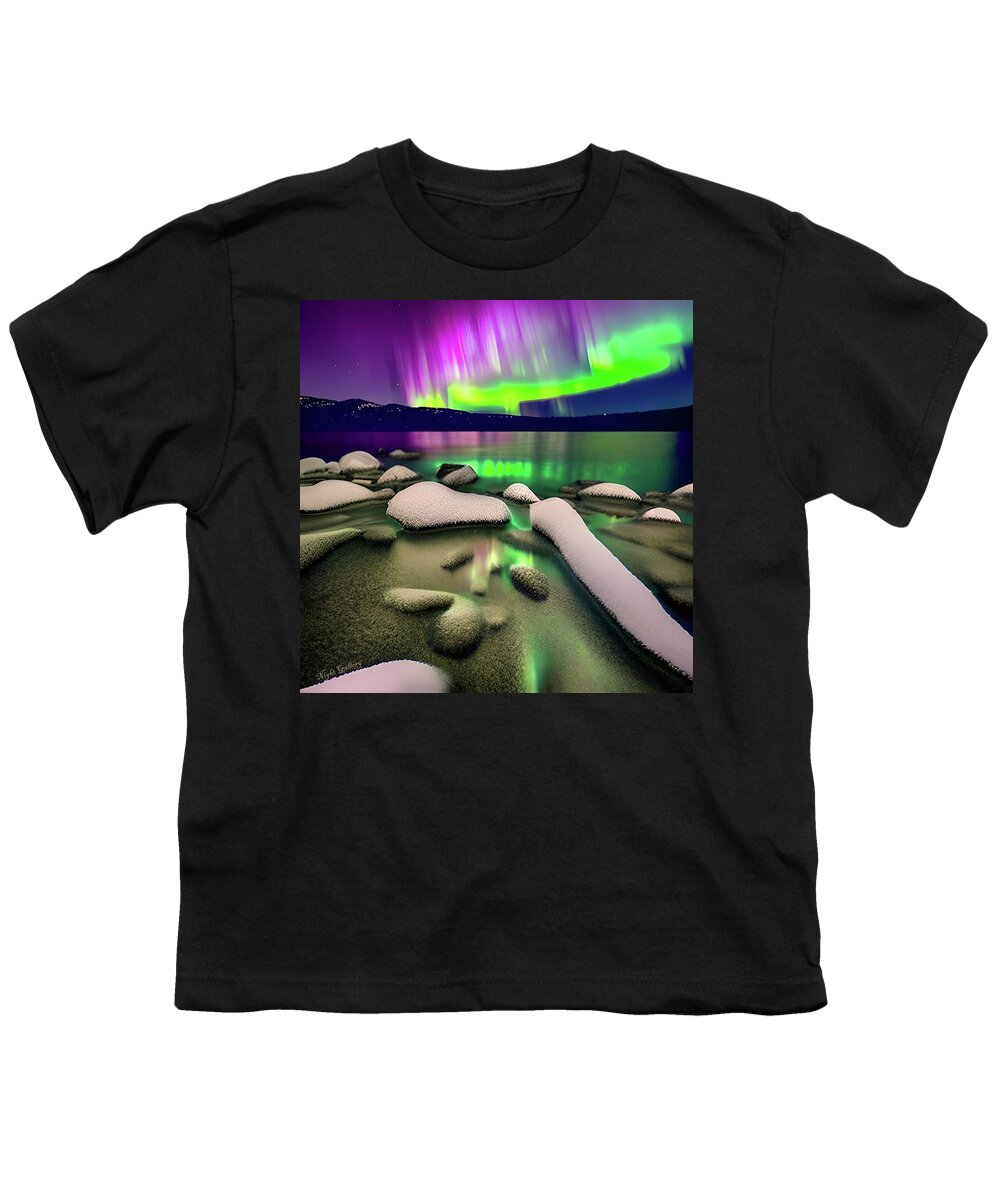 Aurora Youth T-Shirt featuring the digital art Northern Lights No.14 by Fred Larucci