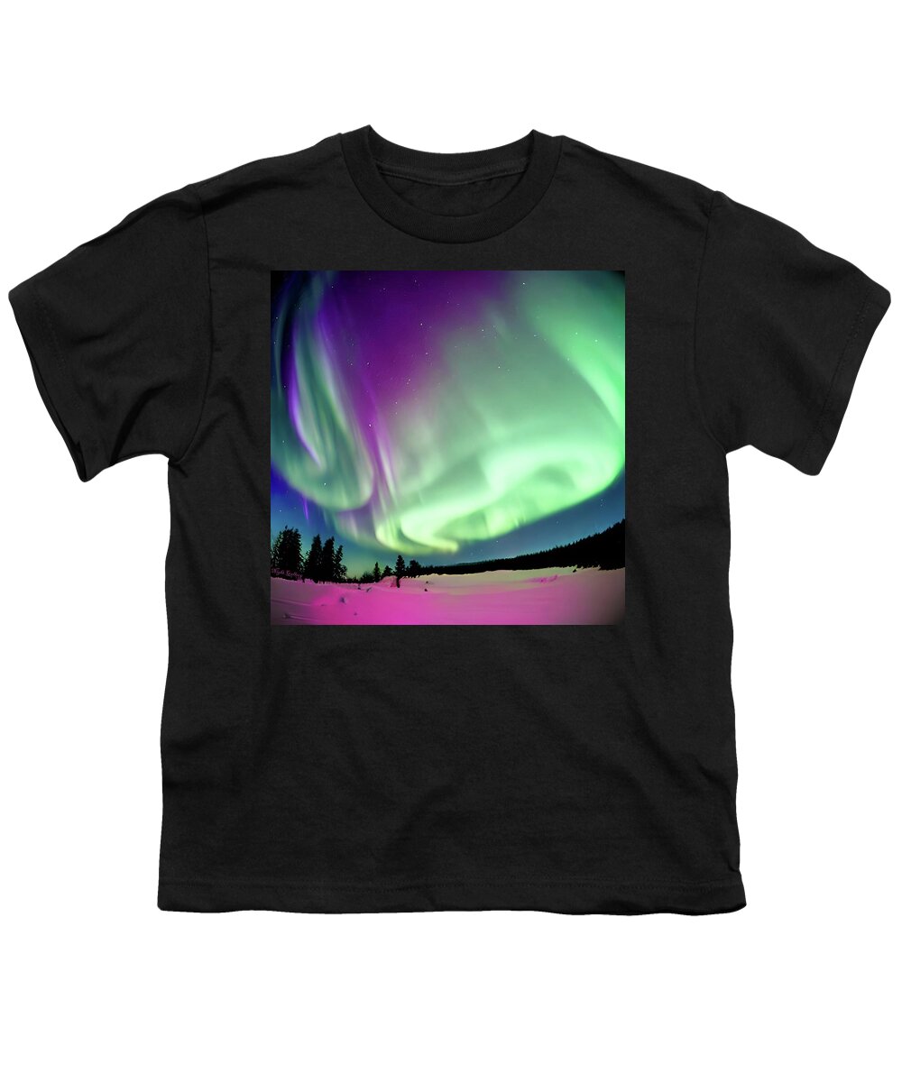 Aurora Youth T-Shirt featuring the digital art Northern Lights No.2 by Fred Larucci