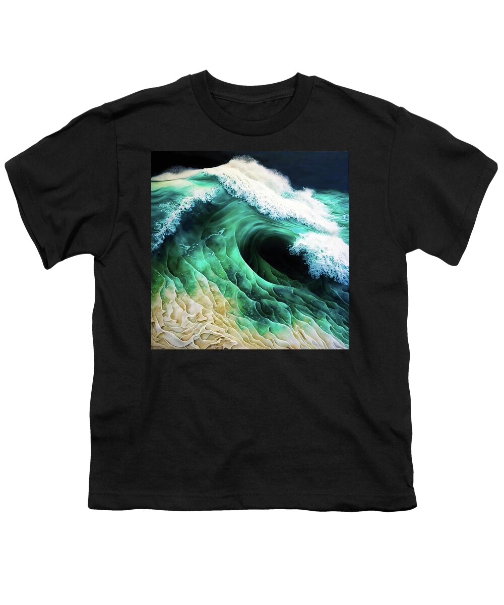 Waves Youth T-Shirt featuring the digital art Ocean Waves 01 by Matthias Hauser