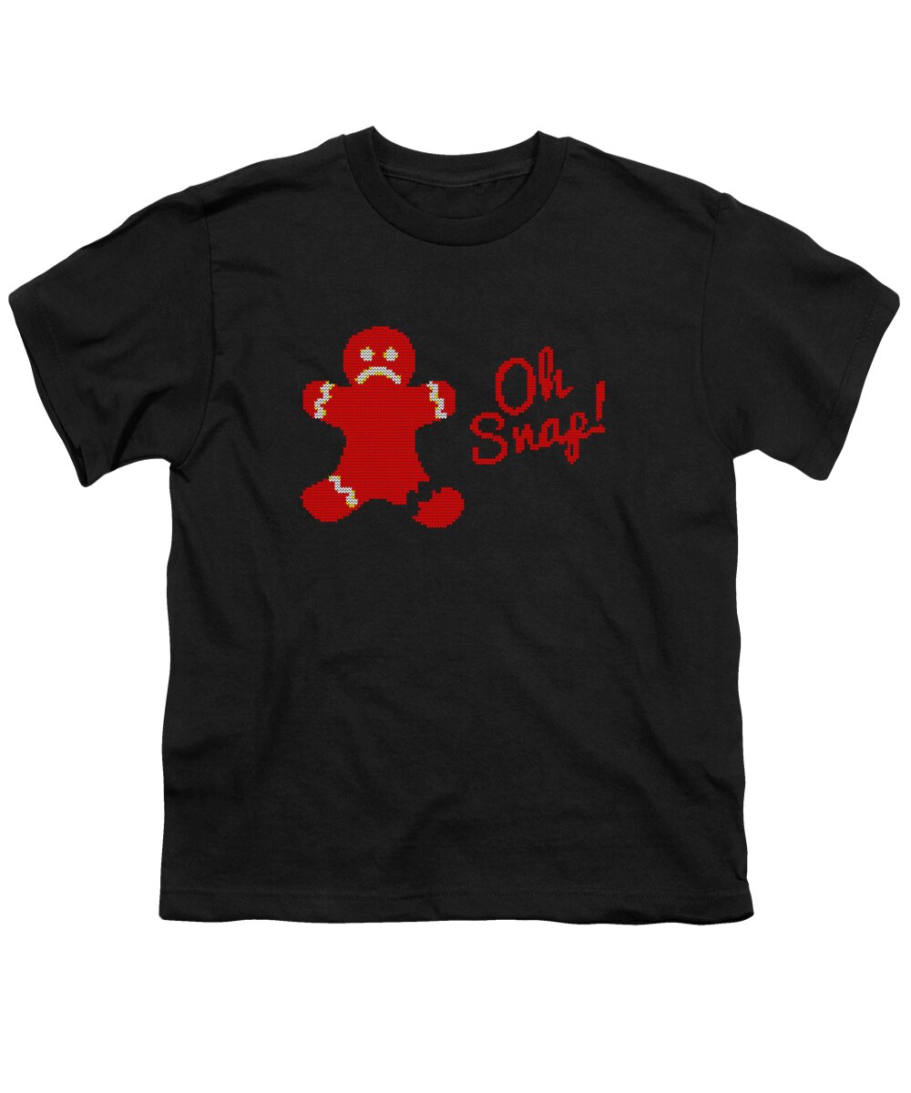 Christmas 2023 Youth T-Shirt featuring the digital art Oh Snap Gingerman Ugly Christmas by Flippin Sweet Gear