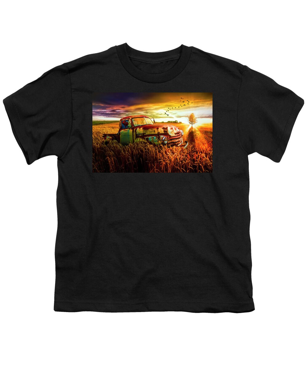 1947 Youth T-Shirt featuring the photograph Old Chevy Truck in the Sunset by Debra and Dave Vanderlaan