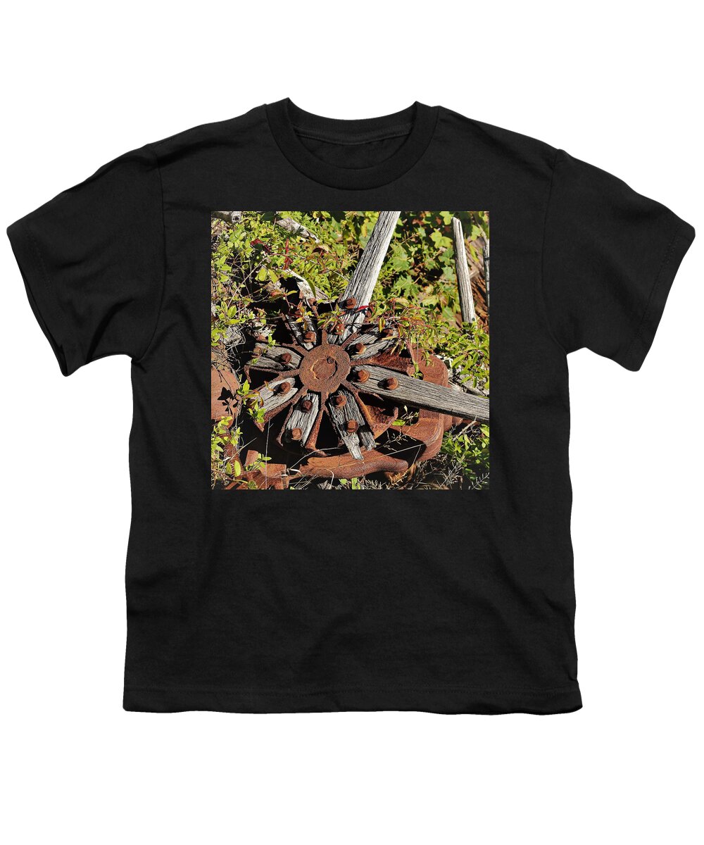 Wheel Rust Metal Youth T-Shirt featuring the photograph Old Wheel4 by John Linnemeyer