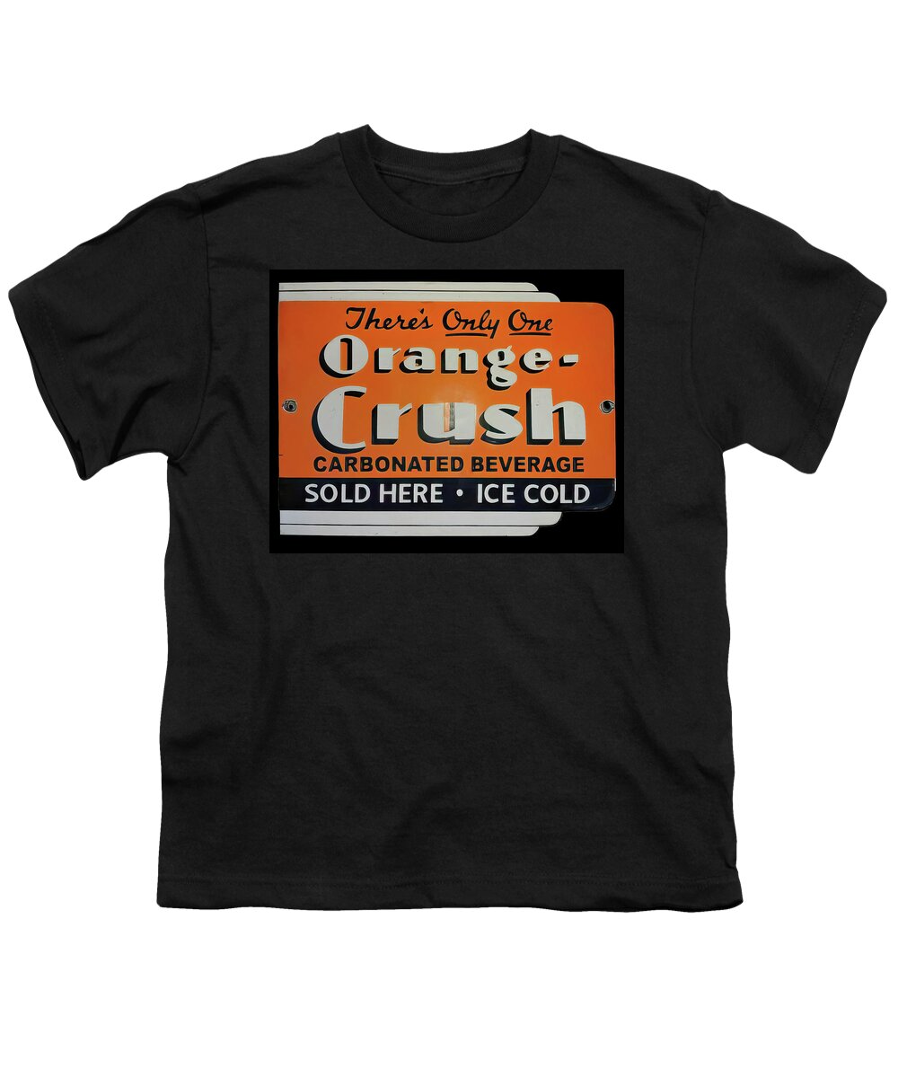Orange Crush Youth T-Shirt featuring the photograph Orange Crush vintage sign by Flees Photos