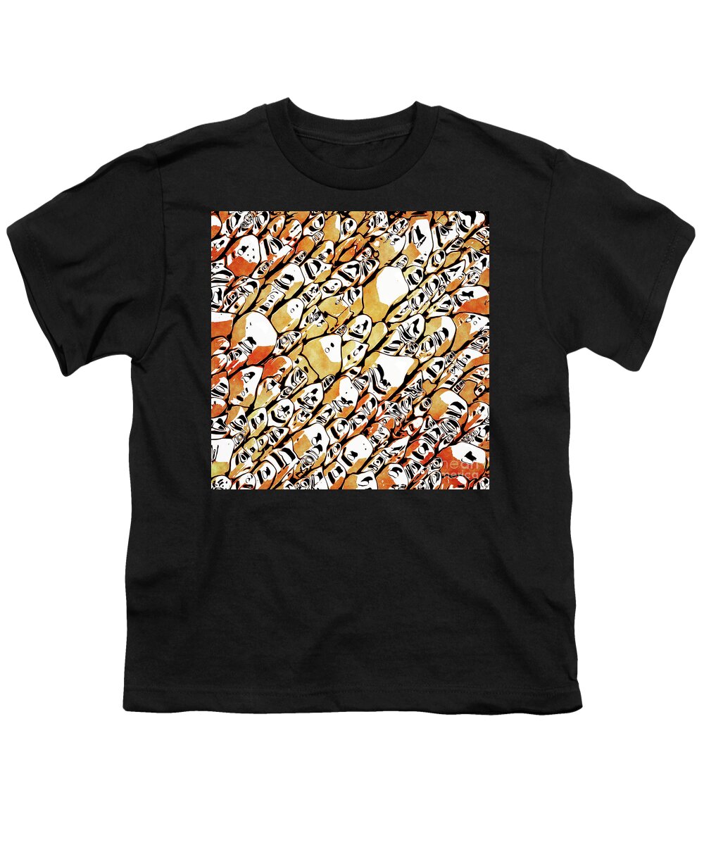 Abstract Youth T-Shirt featuring the digital art Orange Shapes Watercolor by Phil Perkins