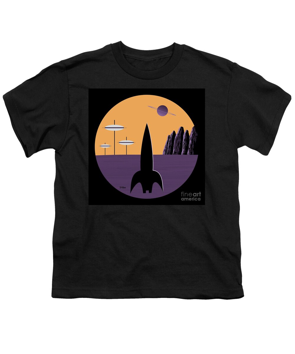 Science Fiction Youth T-Shirt featuring the digital art Outer Space Scene in Purple by Donna Mibus