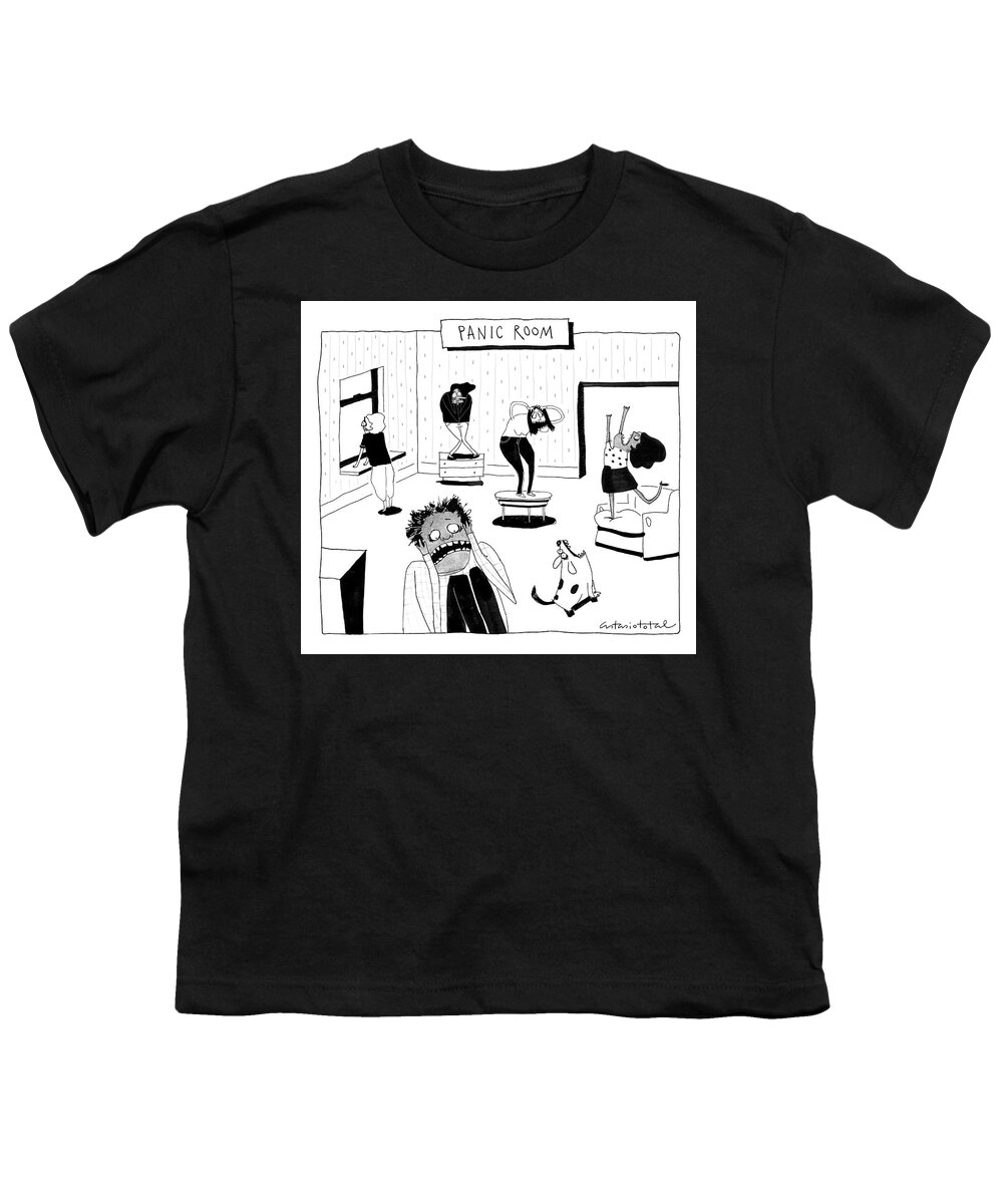 Captionless Youth T-Shirt featuring the drawing Panic Room by Juan Astasio