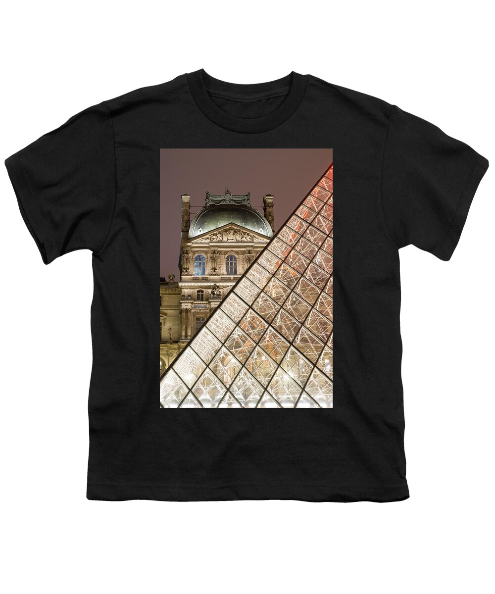 Louvre Youth T-Shirt featuring the photograph Paris - Le Louvre museum and pyramid by Olivier Parent