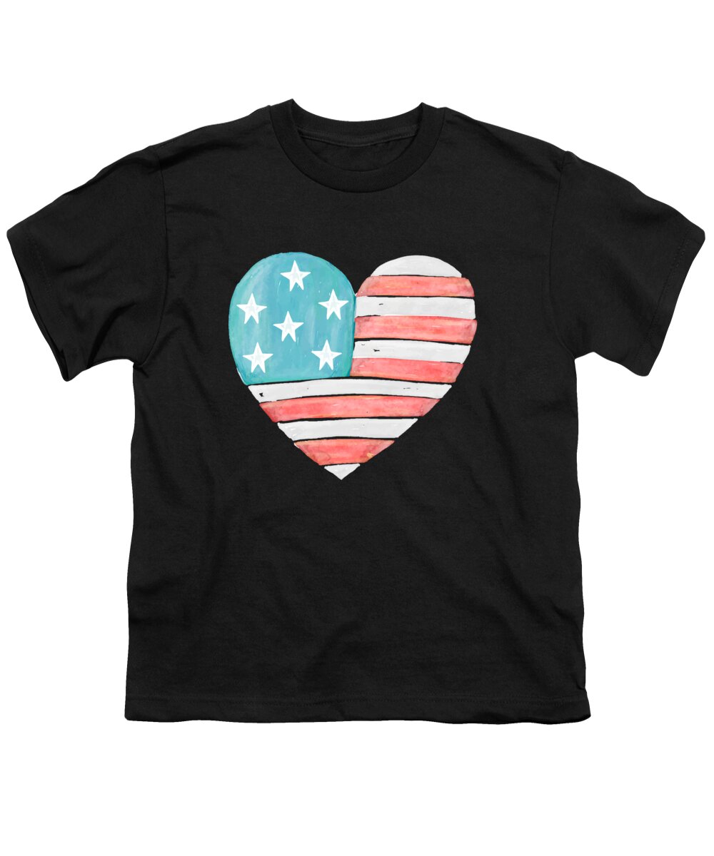 Funny Youth T-Shirt featuring the digital art Patriotic I Love The Usa Flag by Flippin Sweet Gear